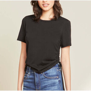 Veronica Beard Jeans Tazi Black Cinch Side Crewneck Tee TShirt Size Small Basic